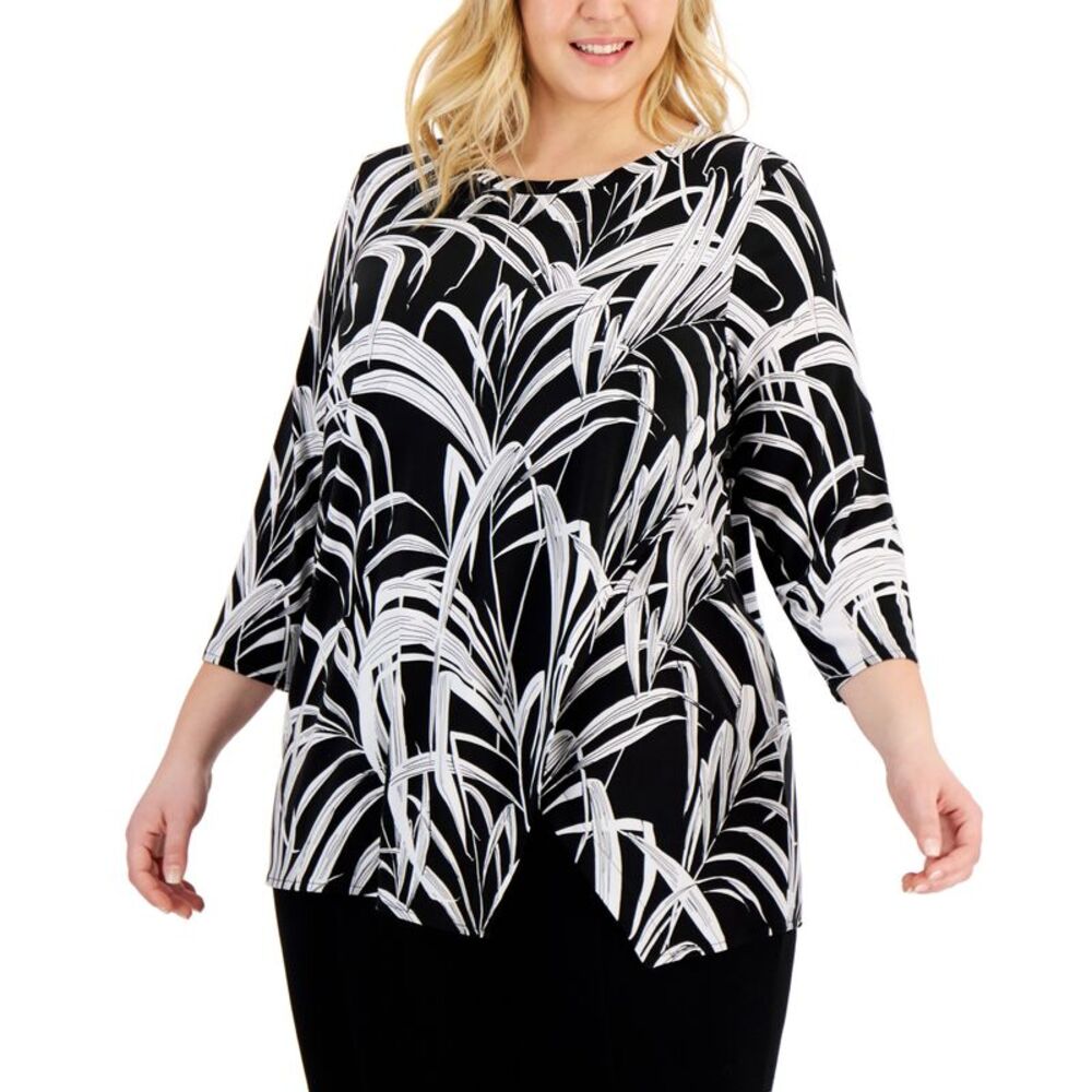 Alfani Plus Size Crossover Hem Tunic